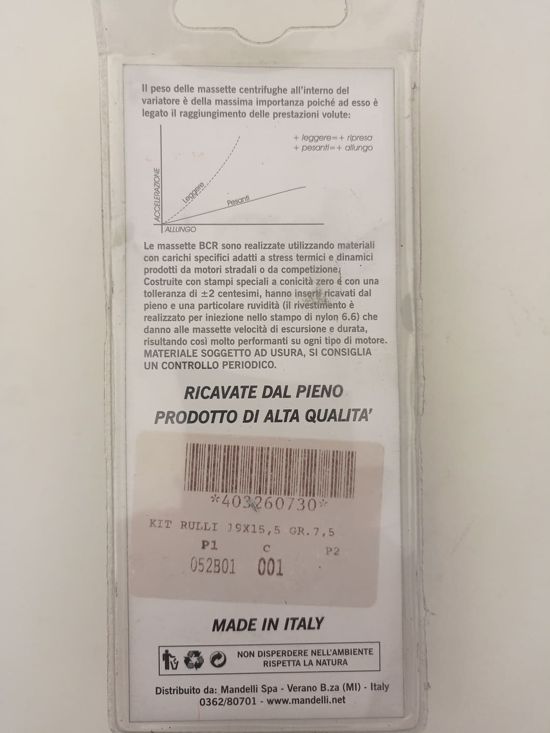 KIT RULLI VARIATORE BCR 19X15,5 7,5 Gr PER SCOOTER LIBETRY ZIP NGR FLY - immagine 2