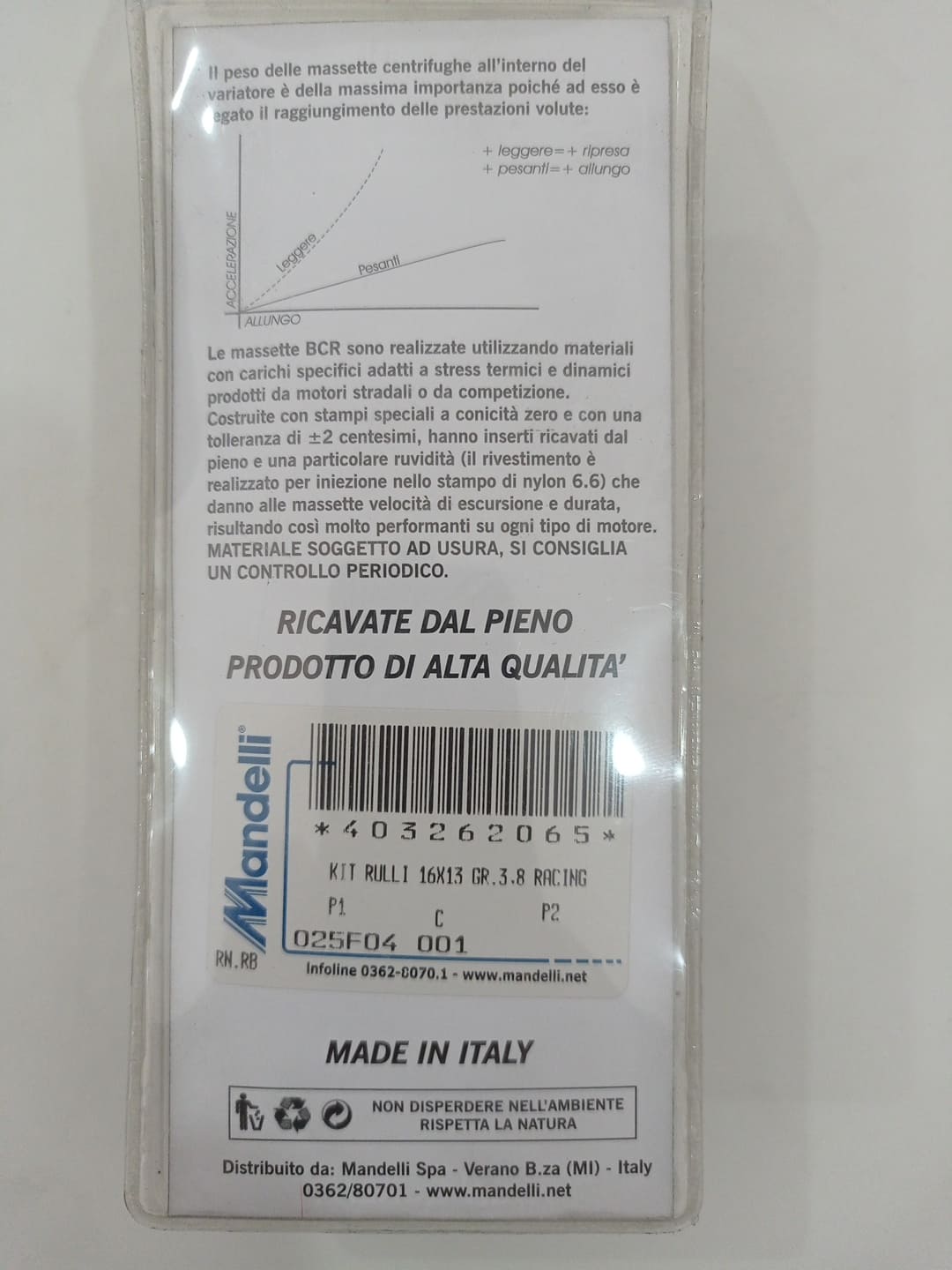 Kit Rulli 16X13 Grammi 3,8 Racing BCR (ROSSI) PER SCOOTER - immagine 2