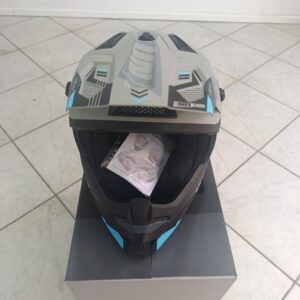 CASCO CROSS NEON DAGGER GRIGIO/AZZURRO OPACO XL