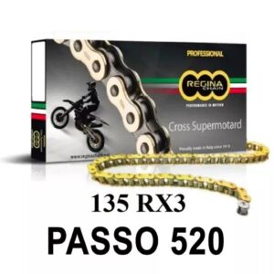 CATENA TRASMISSIONE REGINA MOTOCROSS SUPERMOTARD 135RX3 PASSO 520 120 MAGLIE ORO